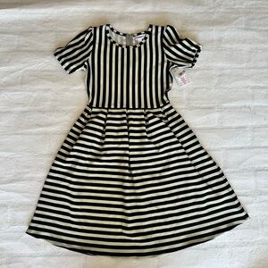LuLaRoe Black and White Striped Midi Dress